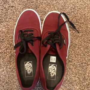 Vans Burgundy Canvas Shoes with Black Laces